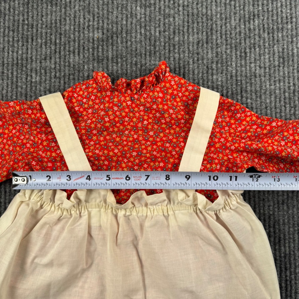Vintage Handmade Girls Prairie Dress Set Calico Floral Pinafore Cottagecore 963 - Picture 3 of 13